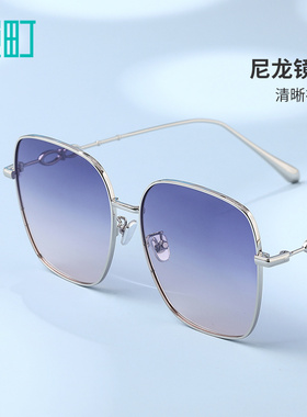 畹町大方框太阳镜女士25年新款时尚金属细框遮阳眼镜防紫外线墨镜
