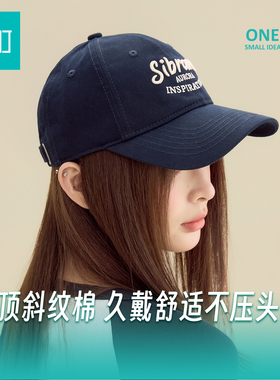 畹町藏青蓝系列棒球帽女简约字母刺绣弯檐鸭舌帽软顶情侣帽子男