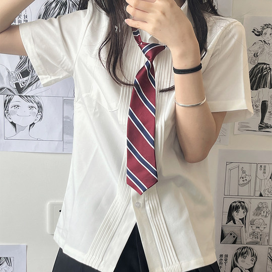 Original long-sleeved student shirt with accordion pleat