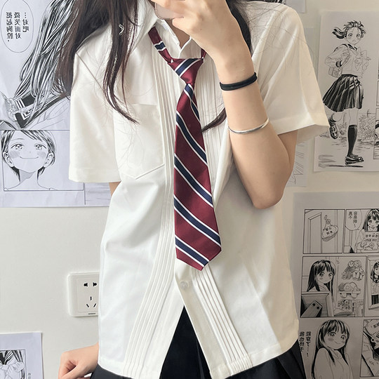 Original long-sleeved student shirt with accordion pleat