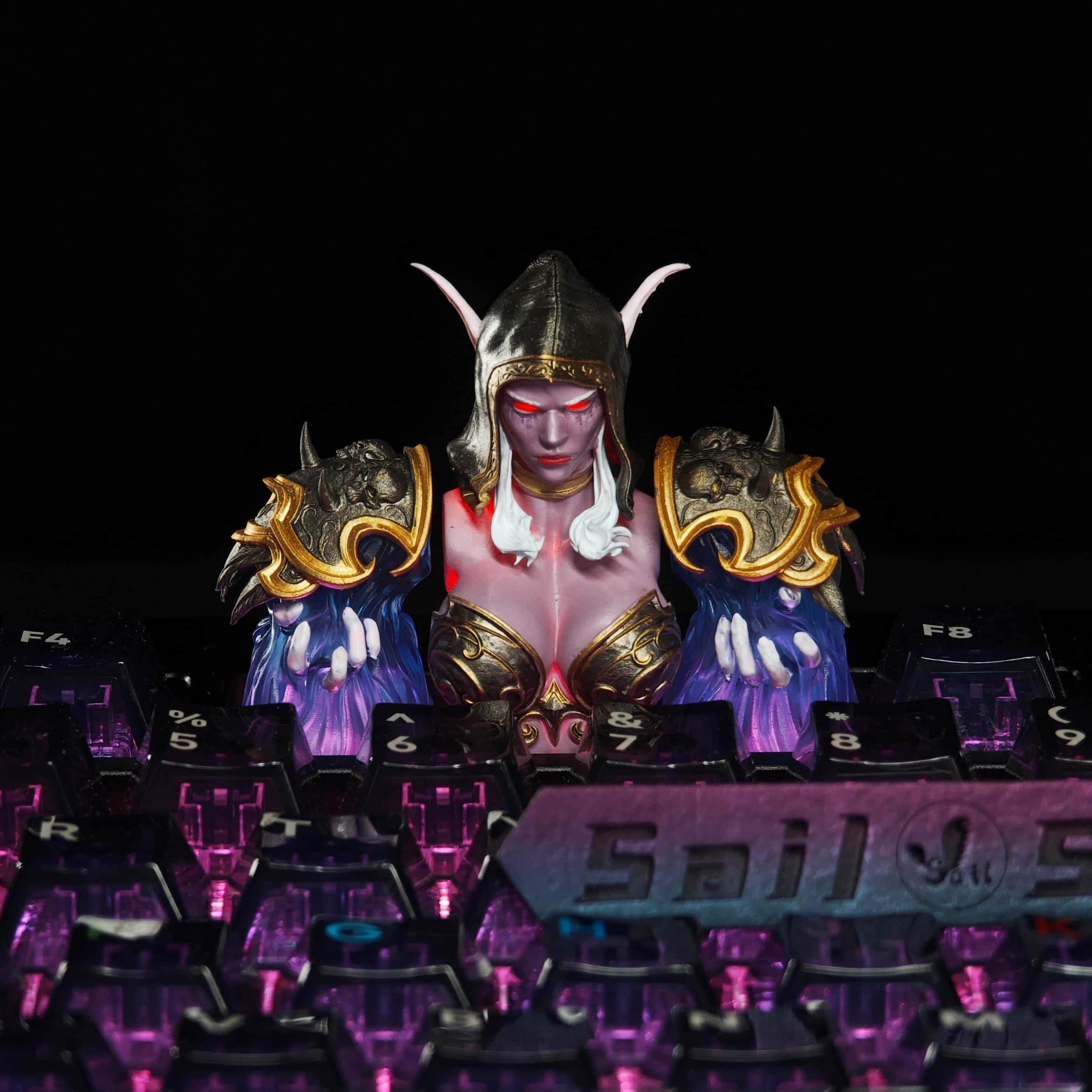 魔兽世界周边键帽女王希尔瓦娜斯为了部落个性艺术创意礼物键盘帽 - 图1