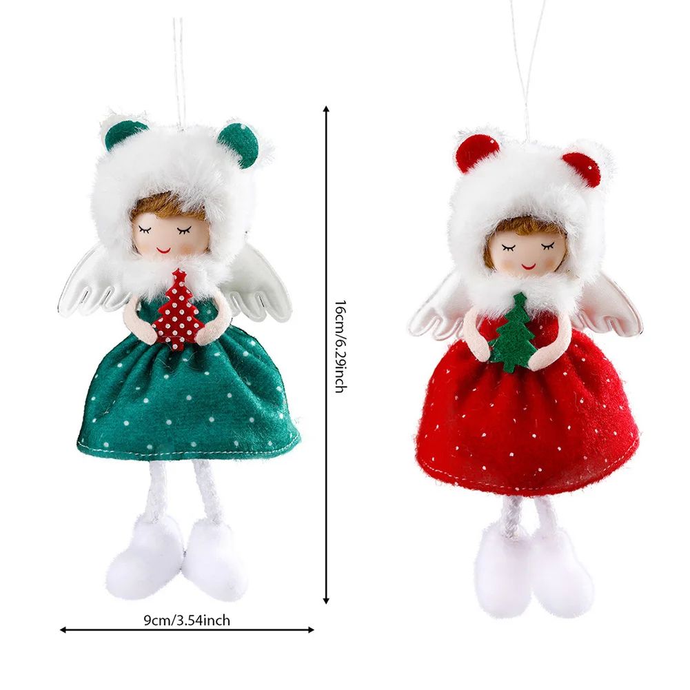 Christmas Angel Plush Doll Pingente, Xmas Tree Hanging Ornam - 图0