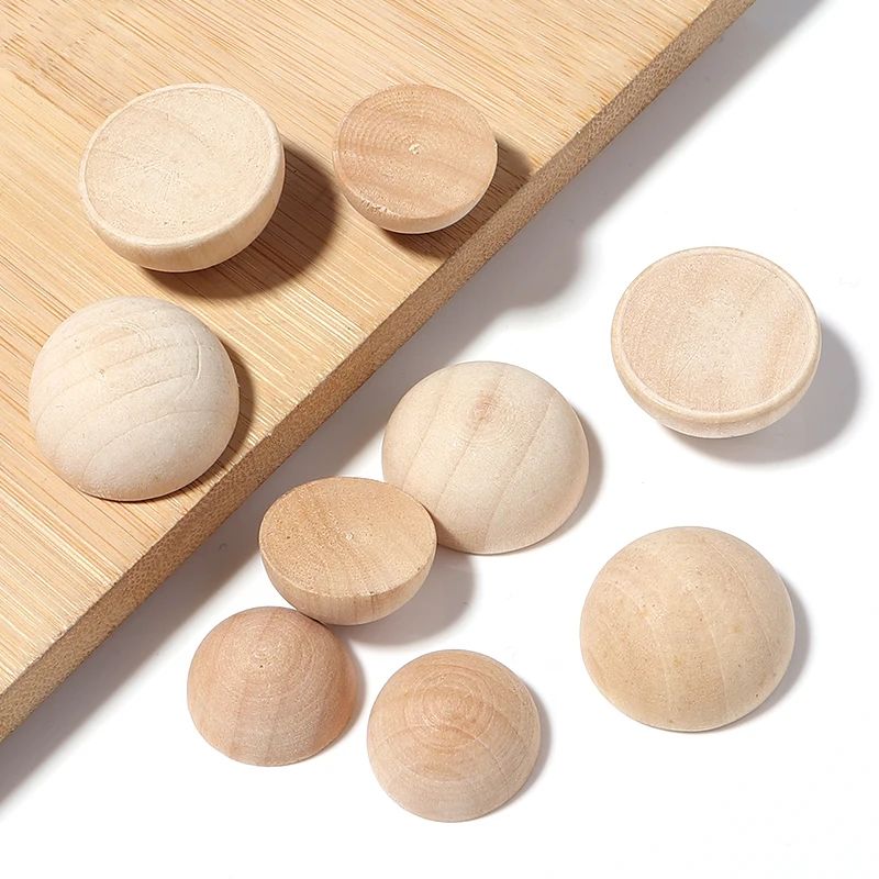 Lote de 10-50 unidades de bolas de media madera, cuentas de - 图1