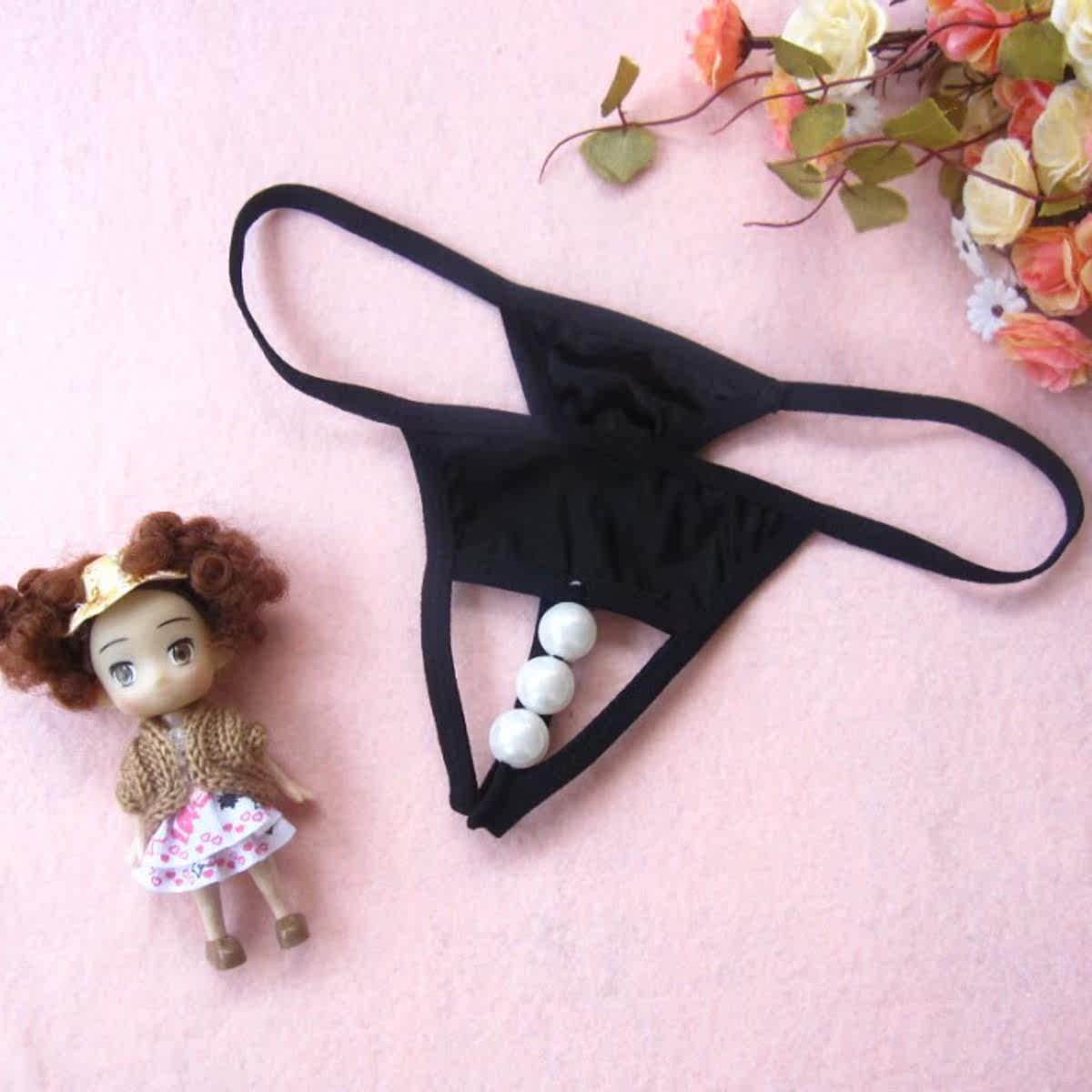 隐私包装女士晴趣内衣内裤透气开档裤珍珠之吻爱感式t裤诱惑内裤