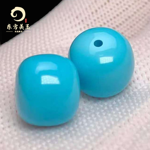 湖北十堰绿松石高瓷蓝老型散珠隔珠配珠手串diy配饰 - 图1