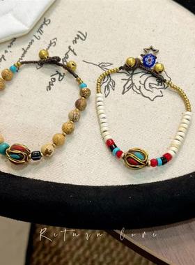 藏系手链手饰品民族风尼泊尔珠小众双层编织复古藏族女设计个性