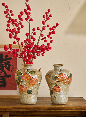 复古陶瓷花瓶高级感中古风小众