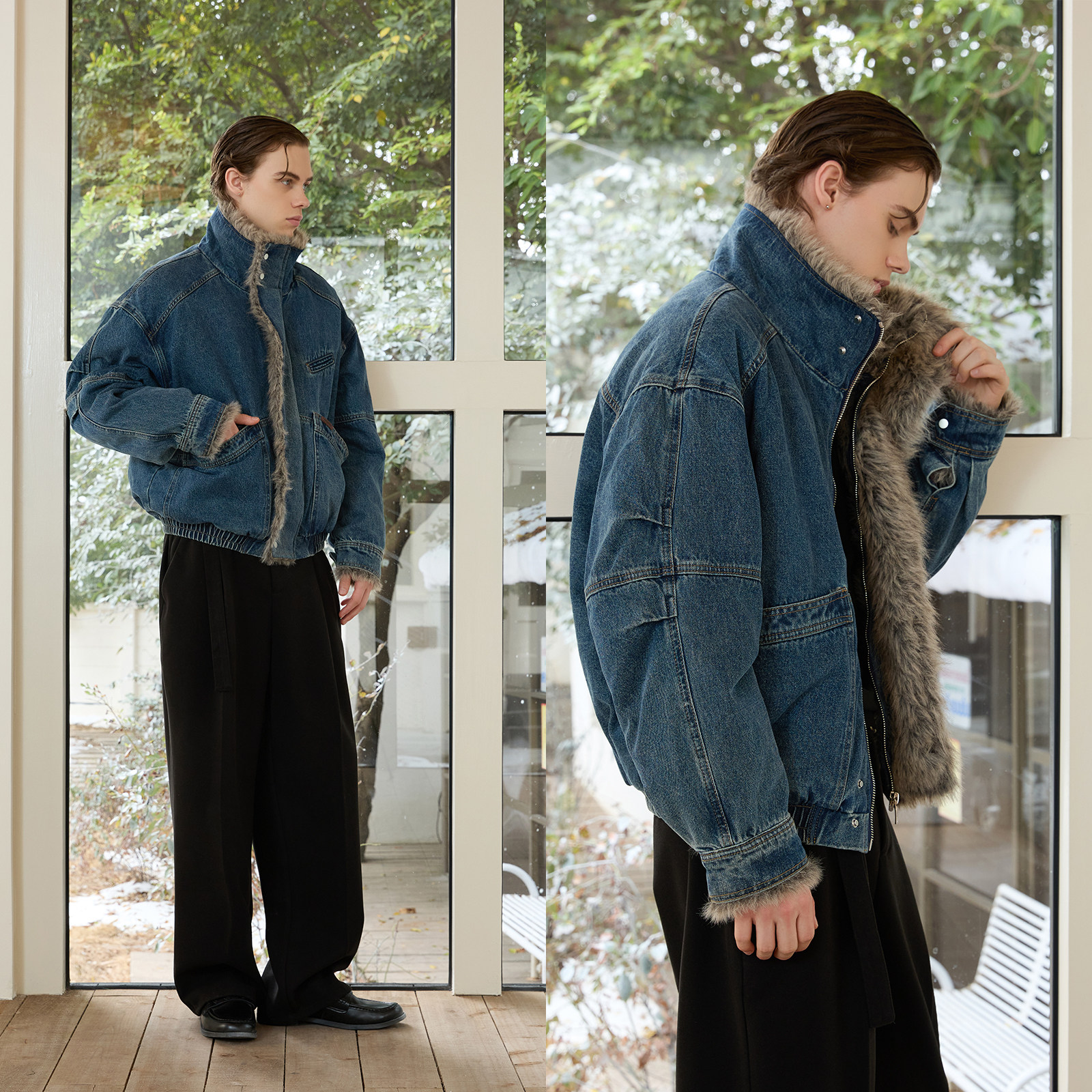 PMET「丹宁雕冕」座山雕毛领牛仔外套 重磅水洗加厚保暖工装外套,淘宝优惠券,粉丝福利购,淘宝优惠卷
