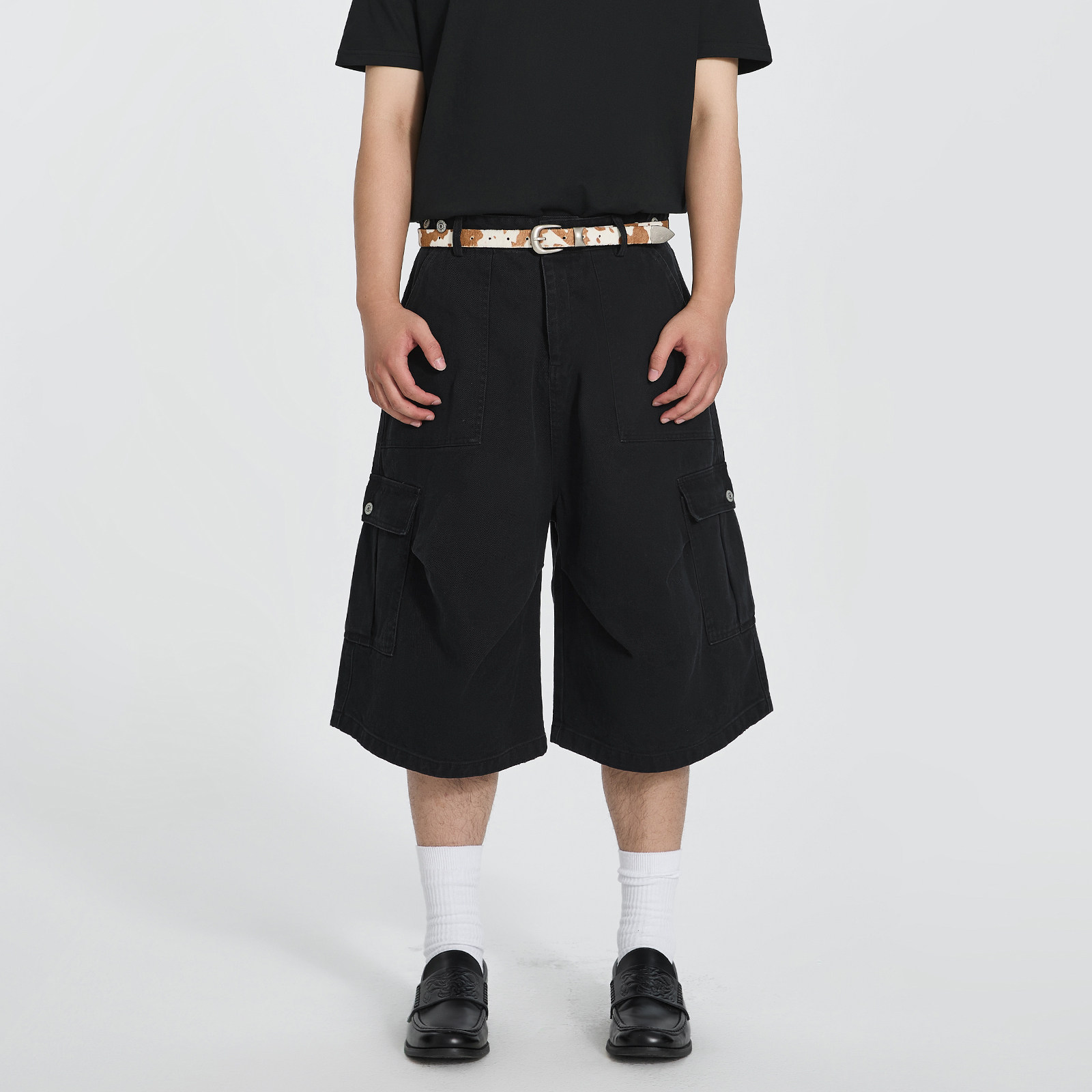 PMET 多口袋工装短裤水洗做旧廓形宽松七分裤经典工装纯色休闲裤,淘宝优惠券,粉丝福利购,淘宝优惠卷