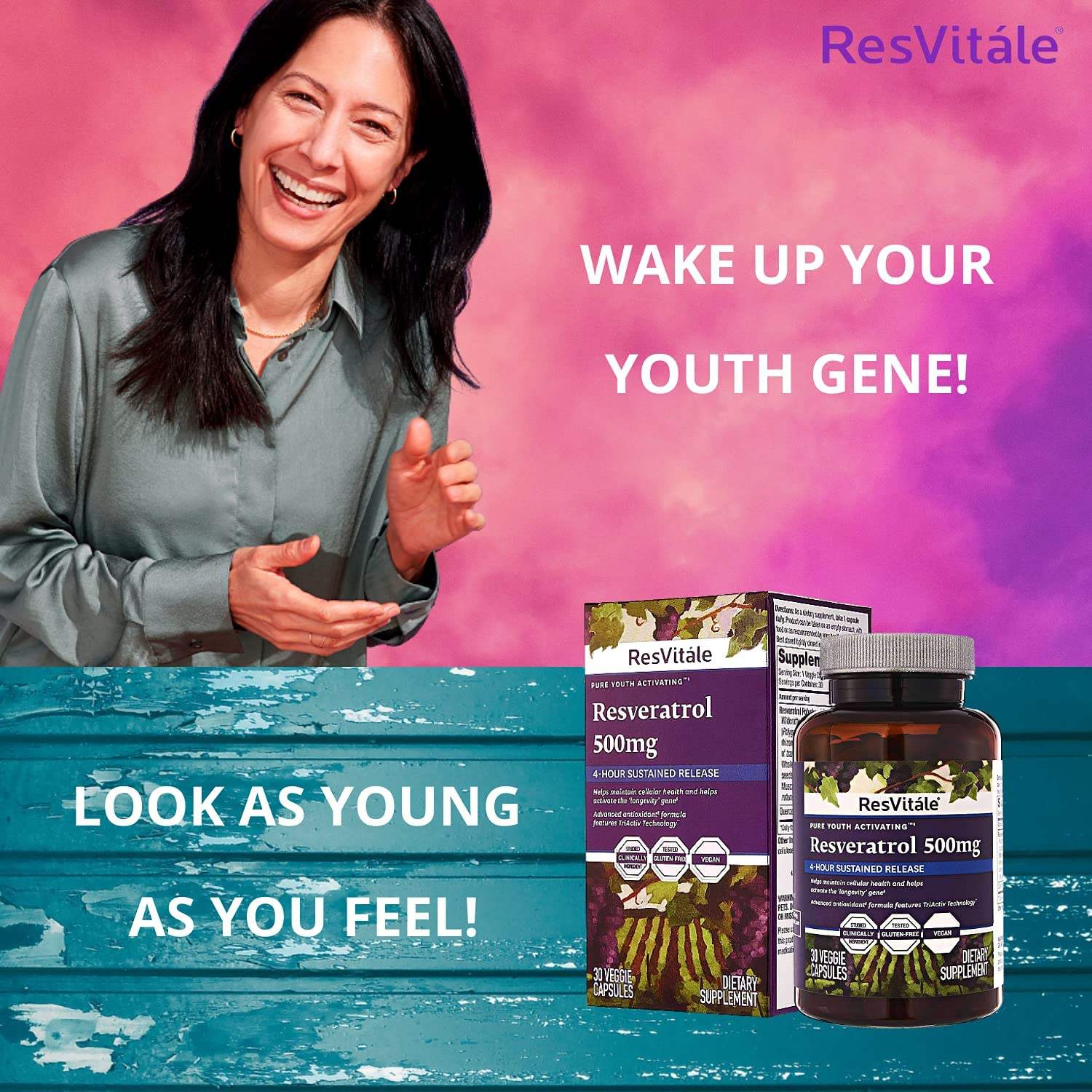 ResVitale Resveratrol 500mg - Anti Aging Skin Care - 图2