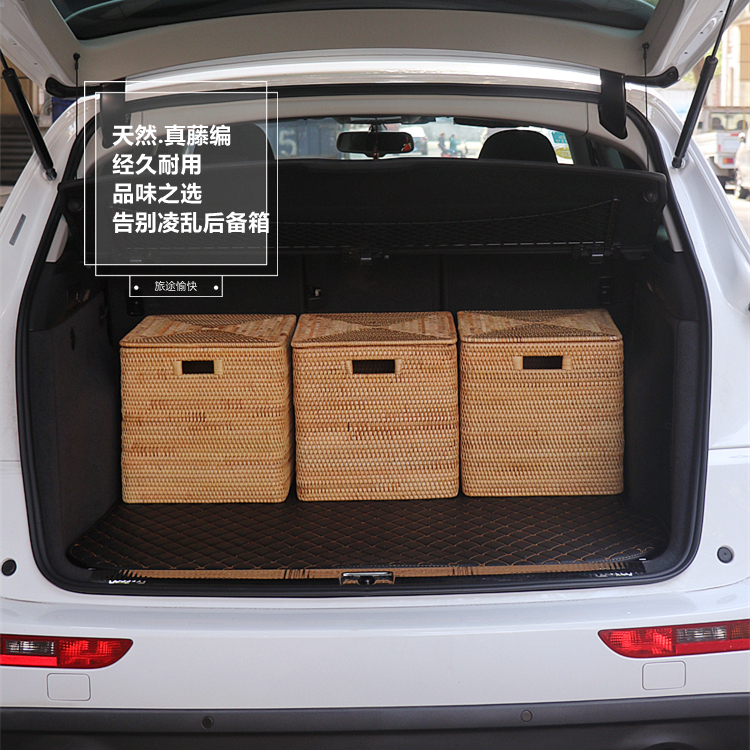 越南藤编收纳筐编织带盖开放格卫生间书架储物框定制衣服整理箱大 - 图2