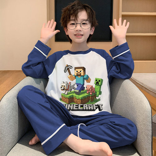 男童春秋2025新款纯棉长袖刺客伍六七睡衣套装青少年初中生家居服 - 图2