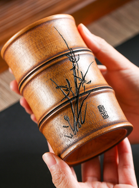 大漆竹子茶道筒笔筒六君子收纳筒