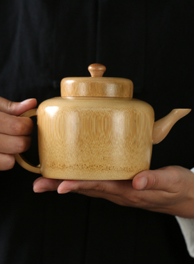 碳化金竹泡茶壶摆件把玩工艺品