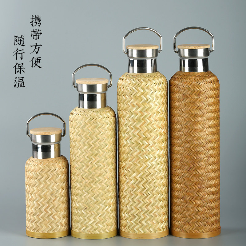手工竹丝竹编保温杯竹子复古杯老式杯复古水杯焖茶杯竹热水316,淘宝优惠券,粉丝福利购,淘宝优惠卷