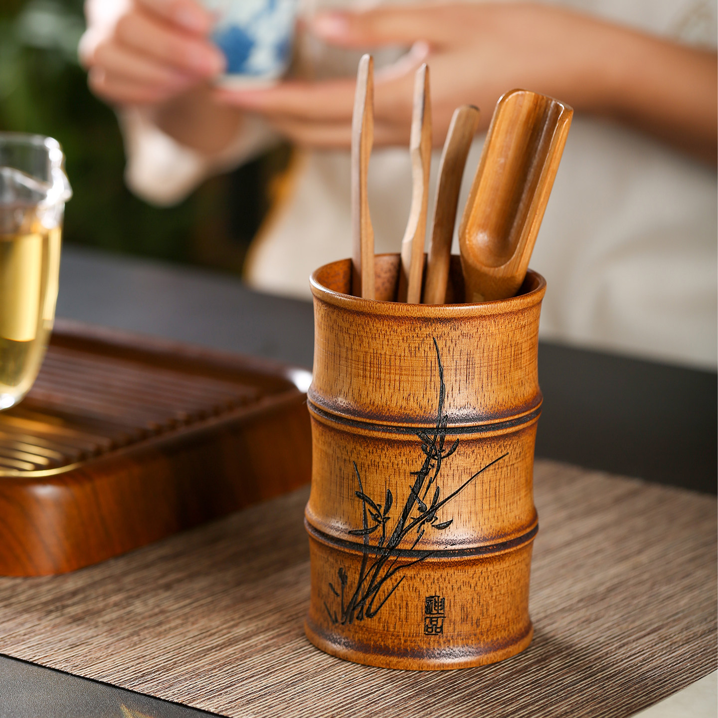 茶道筒竹节竹筒笔筒大漆竹根国风茶道六君子桶茶罐茶具收纳筒茶筒,淘宝优惠券,粉丝福利购,淘宝优惠卷