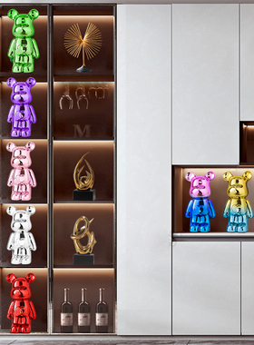 速发摆播间装饰品电镀熊存钱件直罐客厅电视柜酒柜爱心熊