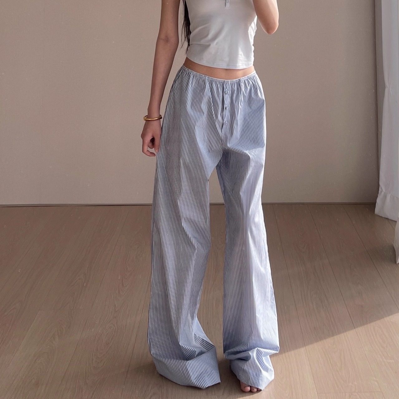 【消烦局长】遛弯系列·休闲条纹阔腿遛弯裤长裤背心吊带上衣套装,淘宝优惠券,粉丝福利购,淘宝优惠卷