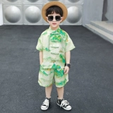 Комплект для мальчиков, детское ханьфу, шелковая летняя одежда, китайский стиль, короткий рукав