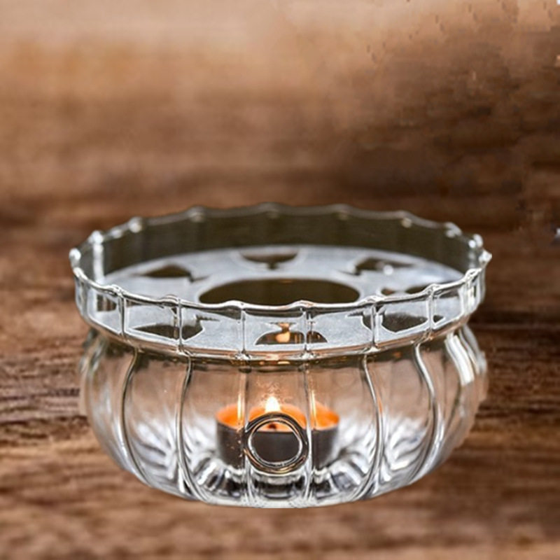 Heat-resistant glass tea warmer round base
