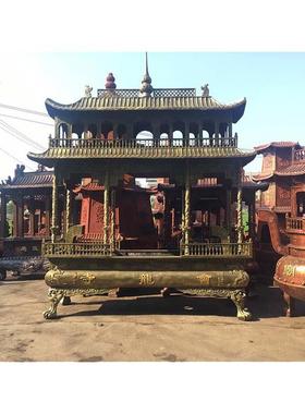 大型01寺堂庙香炉 宗祠寺院道观长方龙柱室铸外八香炉 佛户外铁香