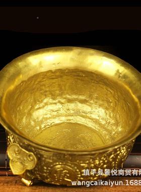 炉铜聚宝摆JPA件黄铜聚宝盆铜香居装饰工艺家品摆盆设