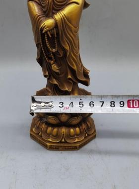 黄铜观音铜像观音像站家用客厅装饰摆件手持念珠观音佛像摆件