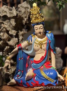 新款禅意自在观音菩萨佛像高档中式客厅玄关装饰摆件品树脂工艺品