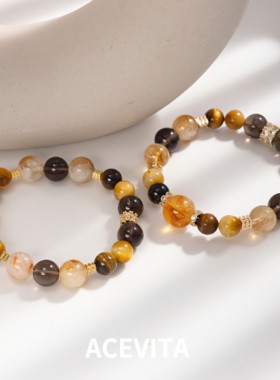 ACEVITA | 金霸综合 天然石金虎眼石黄水晶黄塔晶手链男女手串