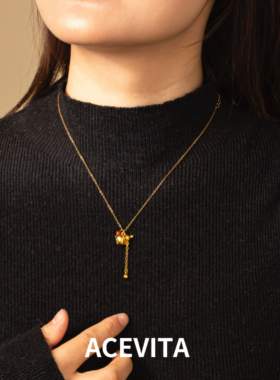 ACEVITA | 福禄双全 时尚复古高级感百搭葫芦长命锁黄铜镀金项链