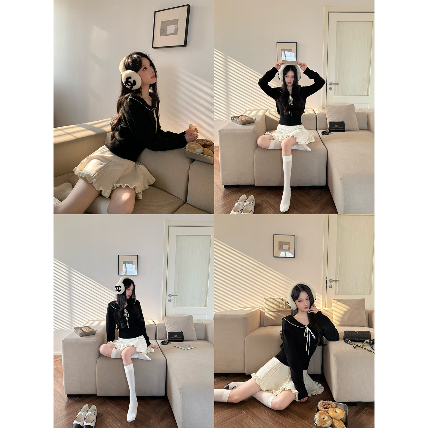 SourceWithU 月下诗 2色系带温柔翻领毛针织衫独特漂亮miu系毛衣,淘宝优惠券,粉丝福利购,淘宝优惠卷