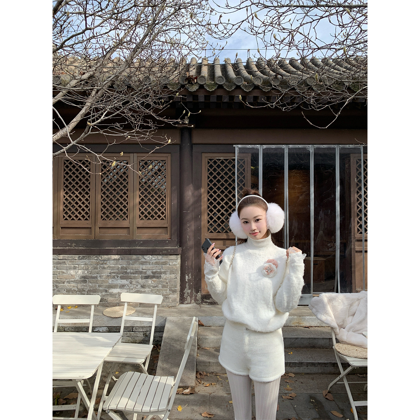 SourceWithU 雪球球 毛茸茸好穿百搭雪地a字短裤白色小香风靴裤冬,淘宝优惠券,粉丝福利购,淘宝优惠卷