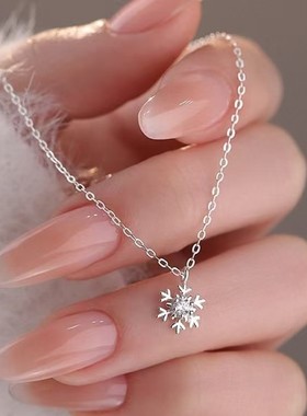 日韩风雪花吊坠银锁骨链百搭