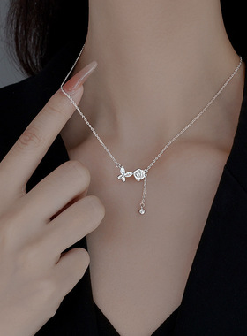 2025新款轻奢银饰十字锁骨项链