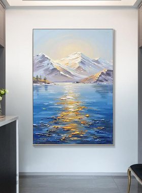 可班艺术纯手绘油画日照金山风景