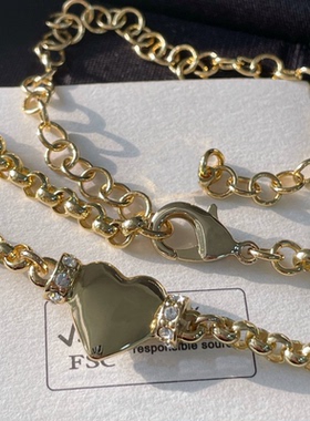 24新品浅金色爱心项链choker颈链桃心叠戴清冷感高级百搭锁骨链