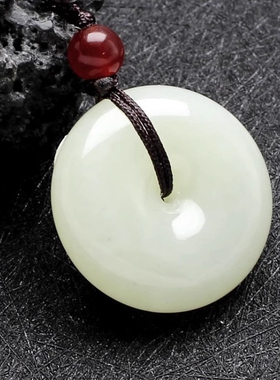仿白玛瑙平安扣白玉髓边孔圆环耳环项链吊坠手工配件