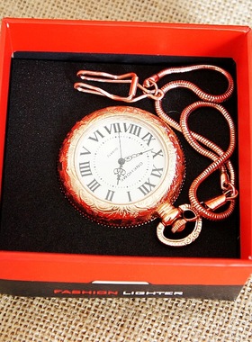 现代复古 USB充电带打火机 复古怀表项链挂表 年轻人挂件装饰用品