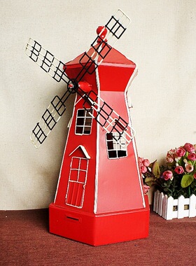 金属荷兰风车拍摄道具咖啡厅摆件