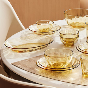 康宁餐具琥珀色玻璃晶炫套装玻璃碗耐高温饭碗面碗汤碗耐高温