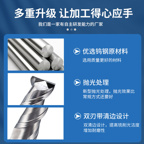 3刃55度铝用铣刀钨钢合金铣铝合金专用高光加长立铣刀CNC数控刀具 - 图3