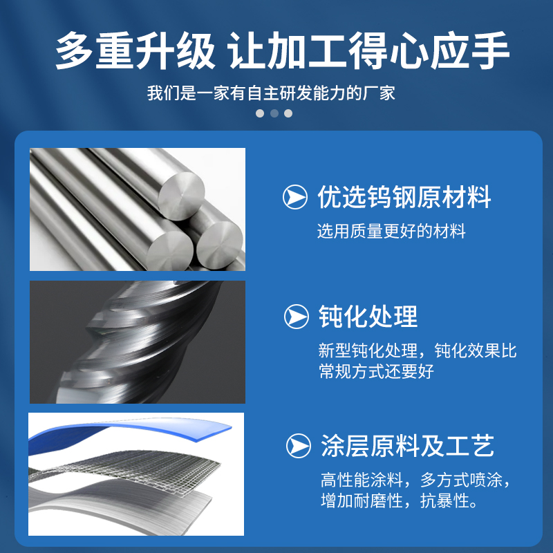 70度圆鼻铣刀4刃钨钢合金立铣刀牛鼻刀黑纳米涂层加长CNC数控刀具 - 图3