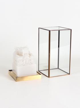 新中式古典玻璃罩玉玺印章摆件样板房家居书房办公室桌面软装饰品