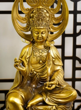 多吉缘工铜精佛器菩萨文殊普贤件铜菩萨像家居摆寺庙供奉摆设