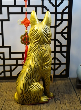 多吉缘古玩铜器铜黄肖狗家生居客厅摆件古做旧旺财动物狗设摆工艺