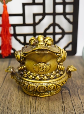 多吉缘黄滚铜金蟾宝聚盆蟾三足金蟾金蝉摆件进宝财迁源滚蟾乔开业