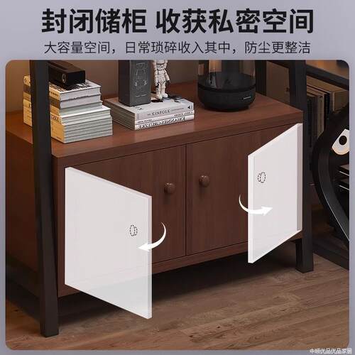 严选置物架落地收纳多层书架电竞房电脑桌旁储物柜铁艺梯形展示架 - 图0