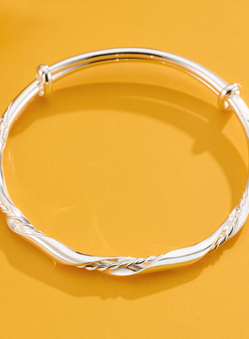 梦幻银丝手镯女轻奢时尚手环实心推拉百搭手饰品情人节送女友礼物