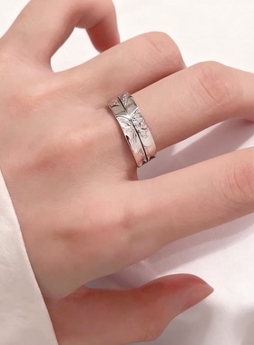 山与蝶纯银浪漫戒指男女