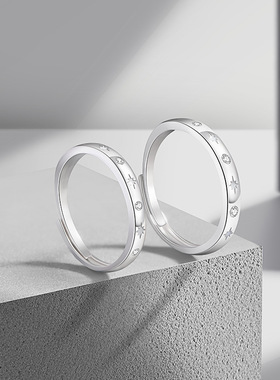 满天星纯银925夜光情侣戒指时尚百搭款星星戒环ins情人节礼物对戒